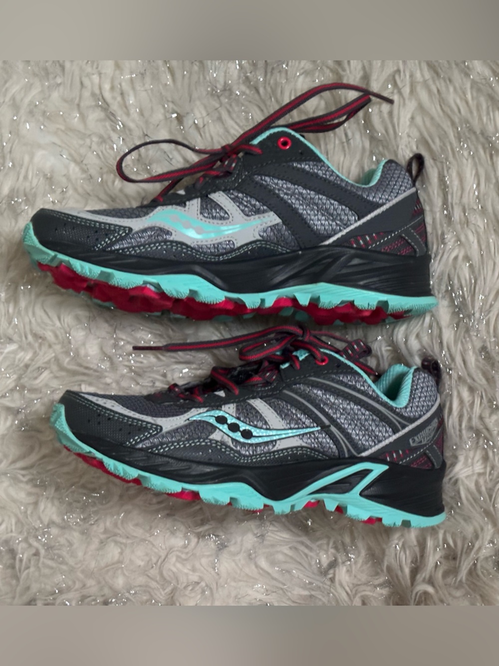 Saucony Women's Gray/Teal Trail Excursion Hiking Running Shoes Size USA 6